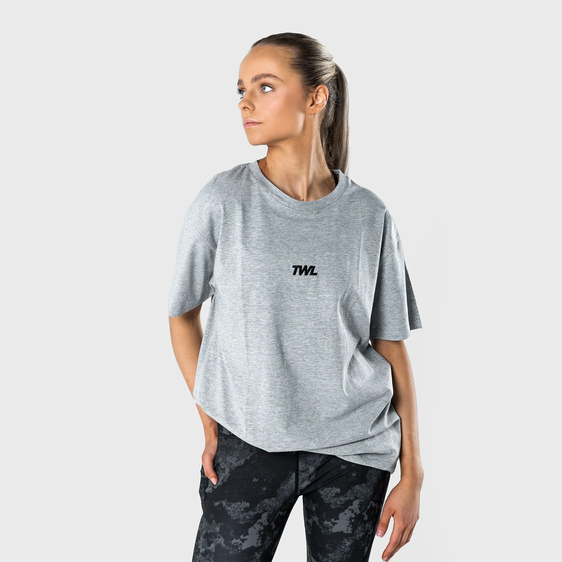 TWL - OVERSIZED T-SHIRT - LIGHT GREY MARL/BLACK