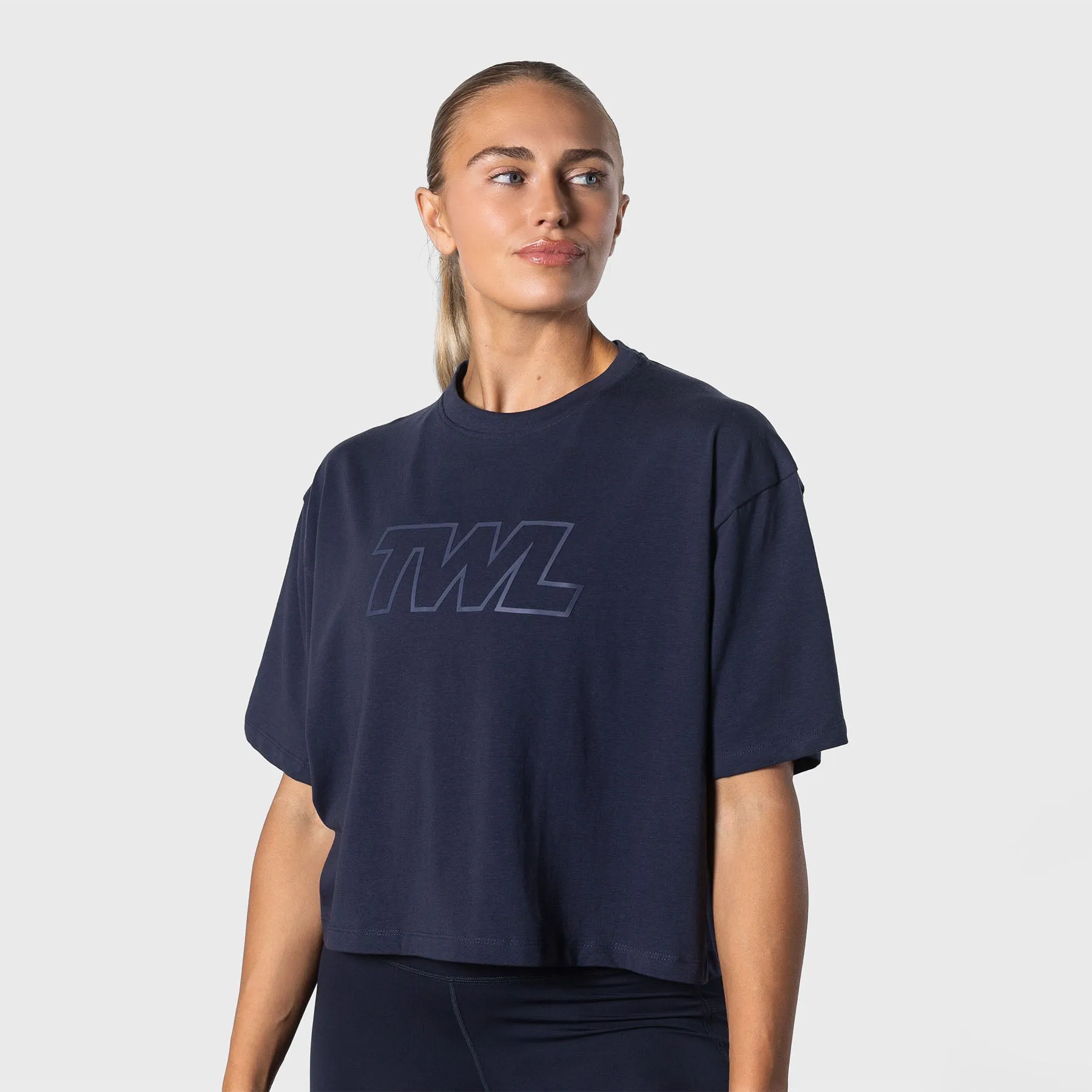 TWL - WOMEN'S OVERSIZED CROPPED T-SHIRT - ATHLETE - MIDNIGHT NAVY