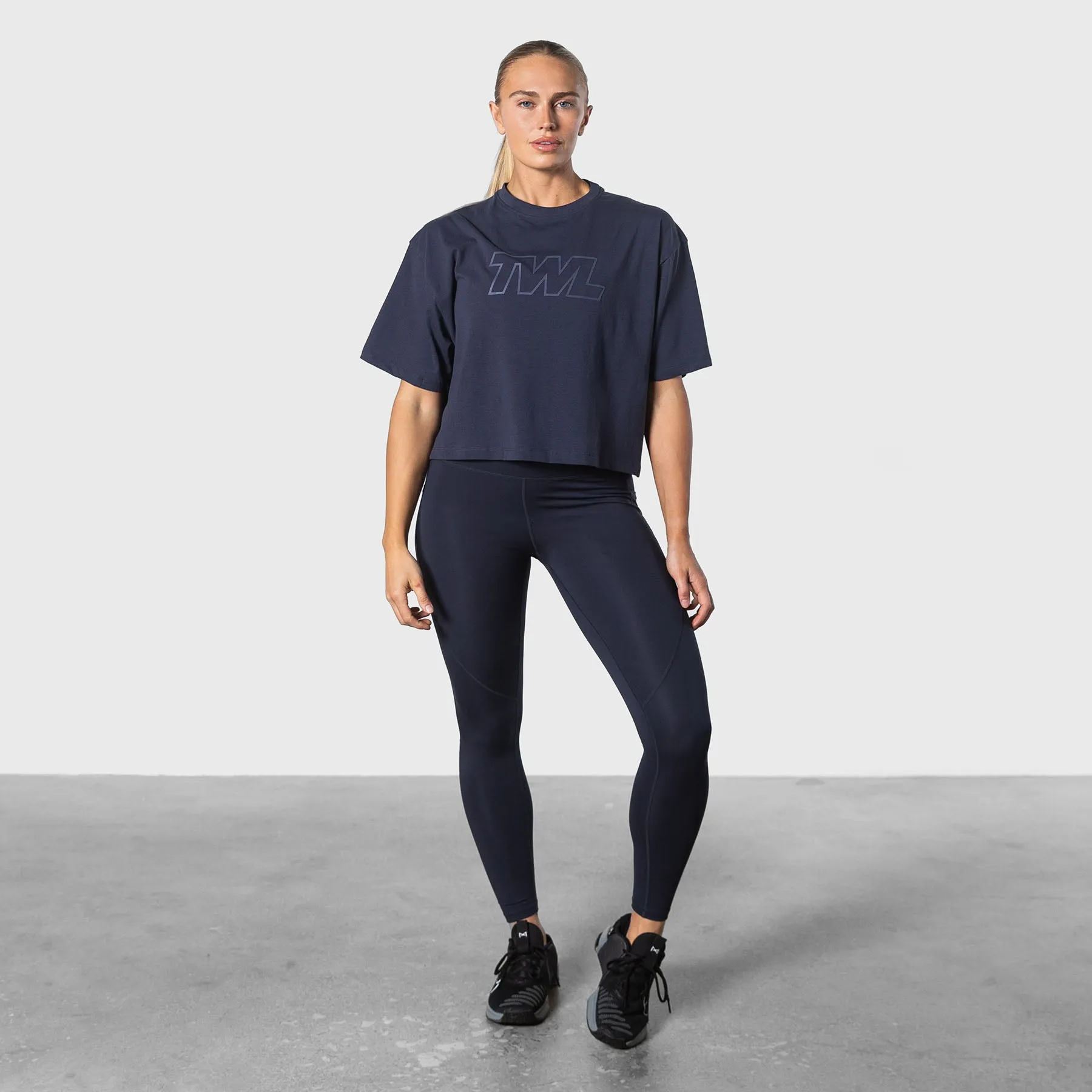 TWL - WOMEN'S OVERSIZED CROPPED T-SHIRT - ATHLETE - MIDNIGHT NAVY