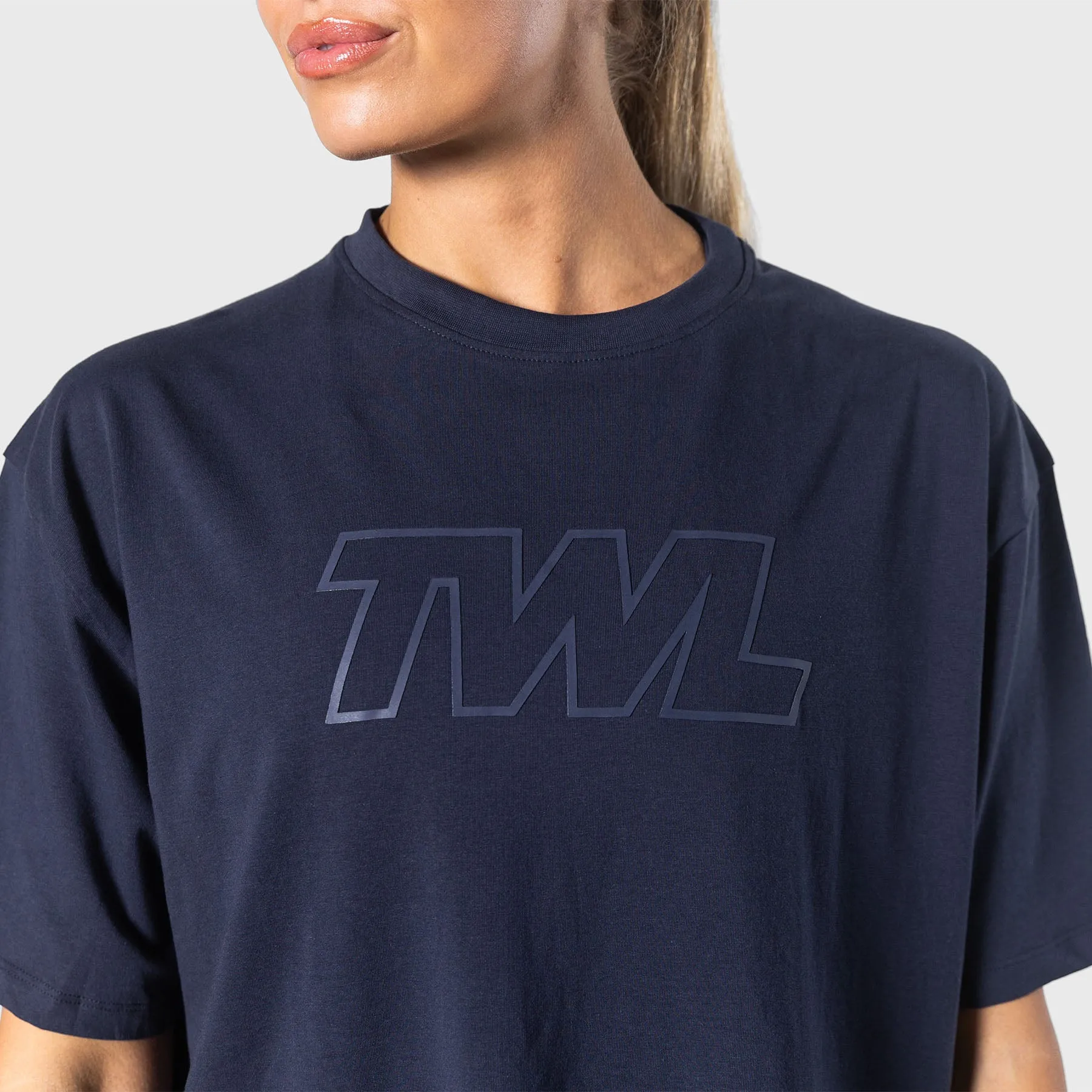 TWL - WOMEN'S OVERSIZED CROPPED T-SHIRT - ATHLETE - MIDNIGHT NAVY