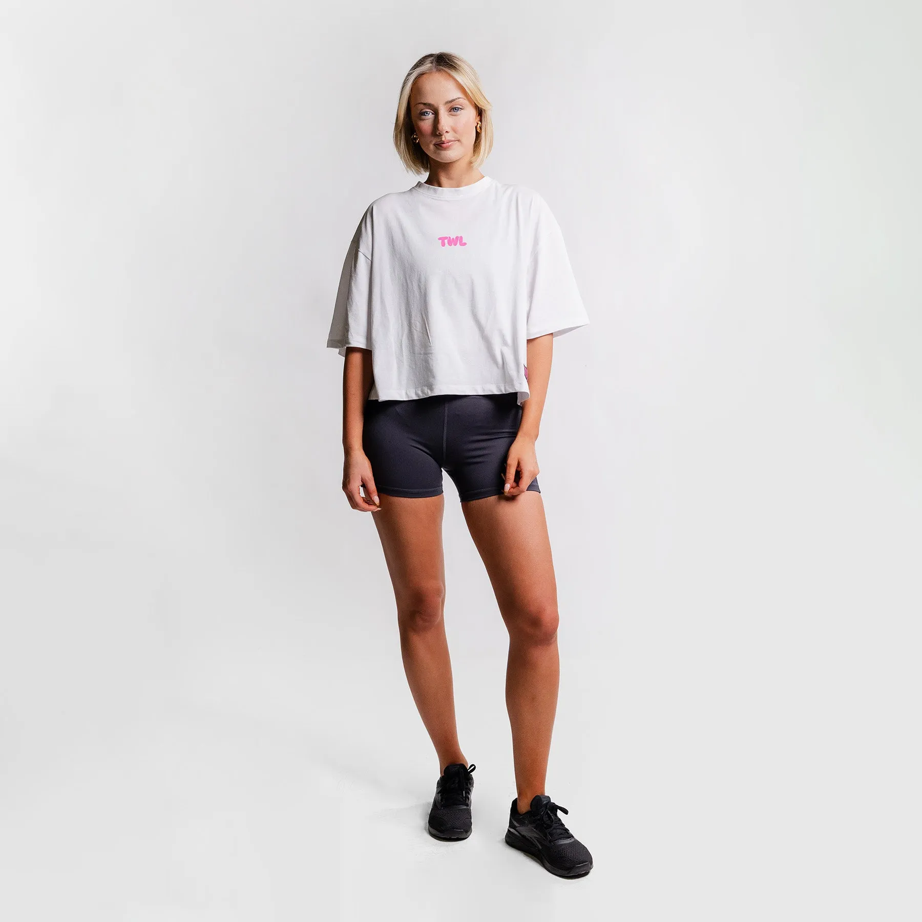 TWL - WOMEN'S OVERSIZED CROPPED T-SHIRT - PUFF - RASPBERRY PINK