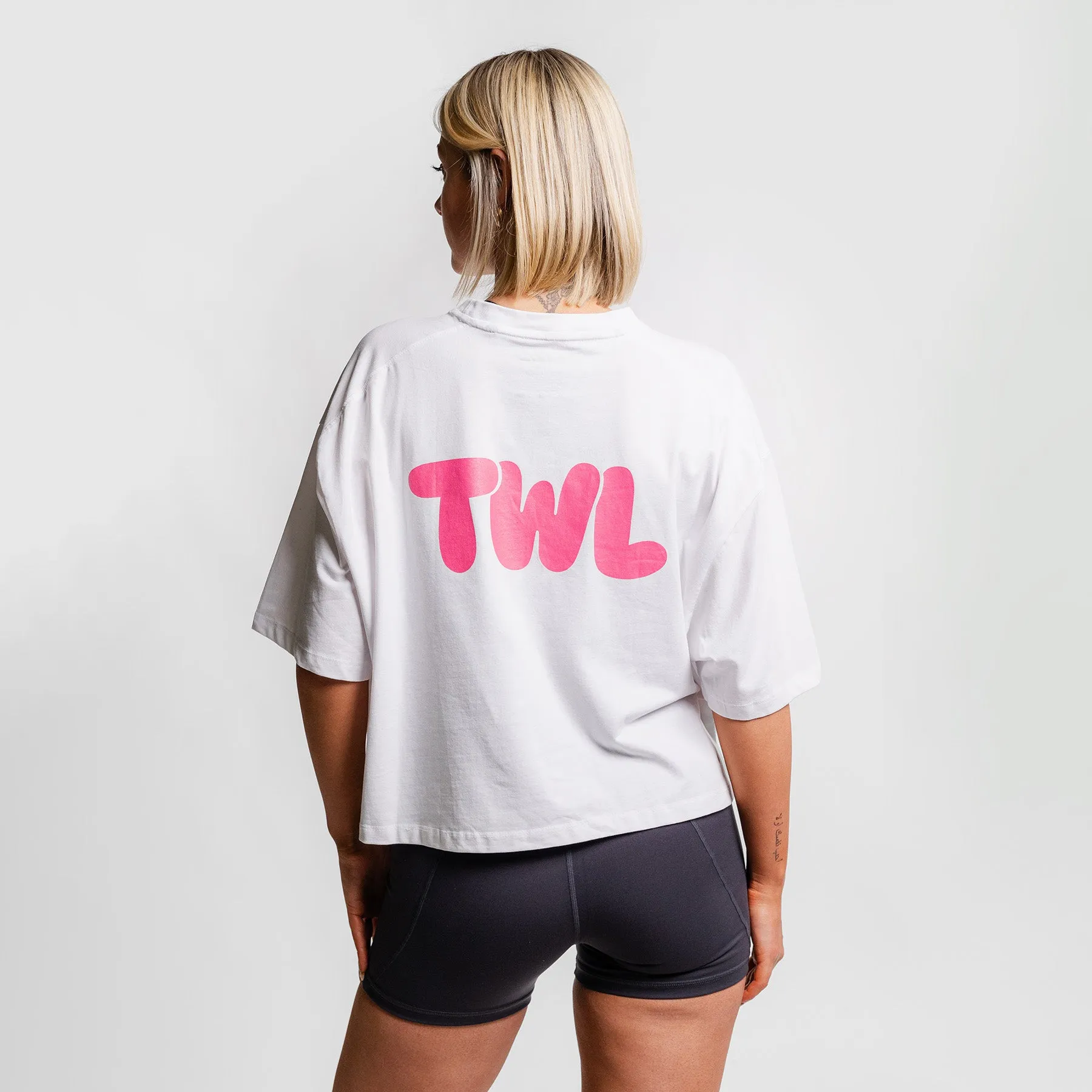 TWL - WOMEN'S OVERSIZED CROPPED T-SHIRT - PUFF - RASPBERRY PINK