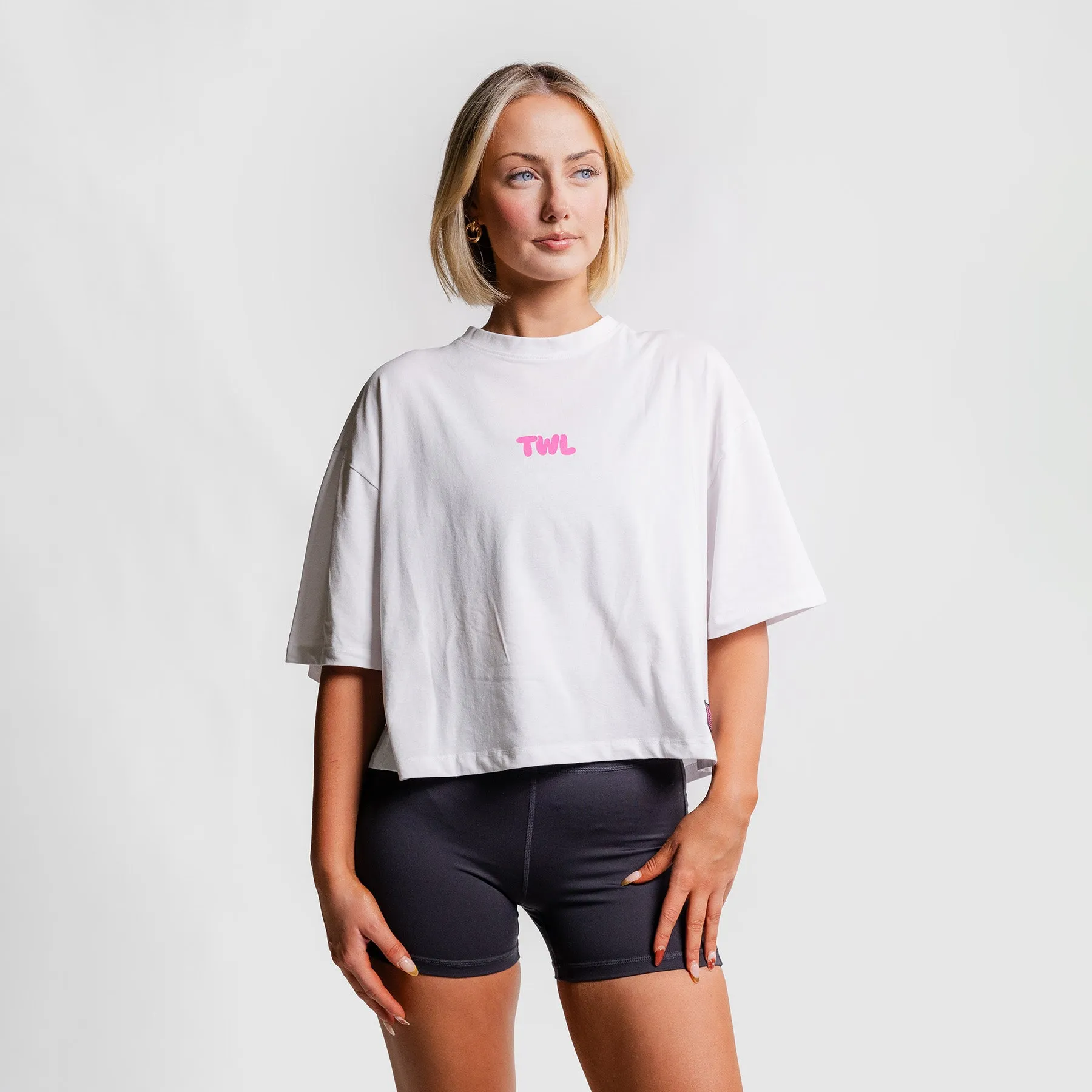 TWL - WOMEN'S OVERSIZED CROPPED T-SHIRT - PUFF - RASPBERRY PINK
