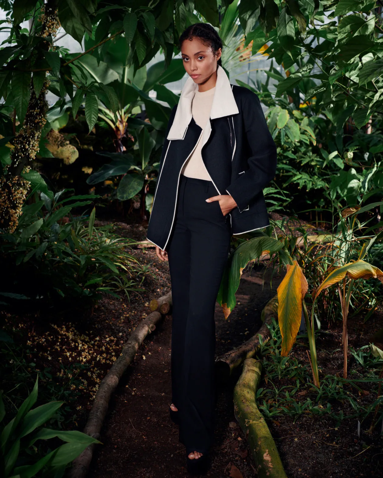 Two-Tone Wool Cashmere Double-Face Jacket