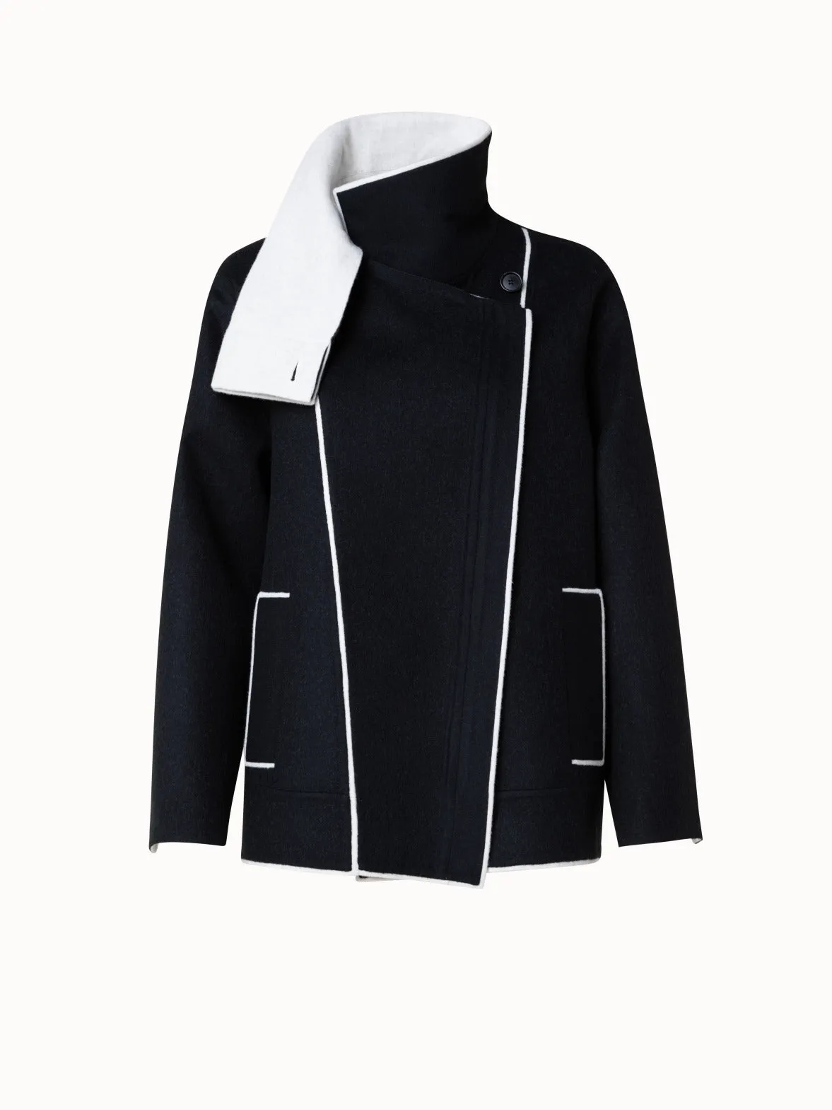 Two-Tone Wool Cashmere Double-Face Jacket