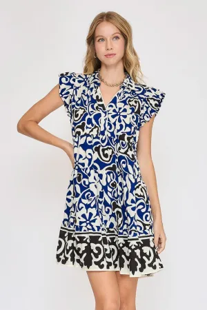 Umgee Floral Ruffled Cap Sleeve Tiered Dress