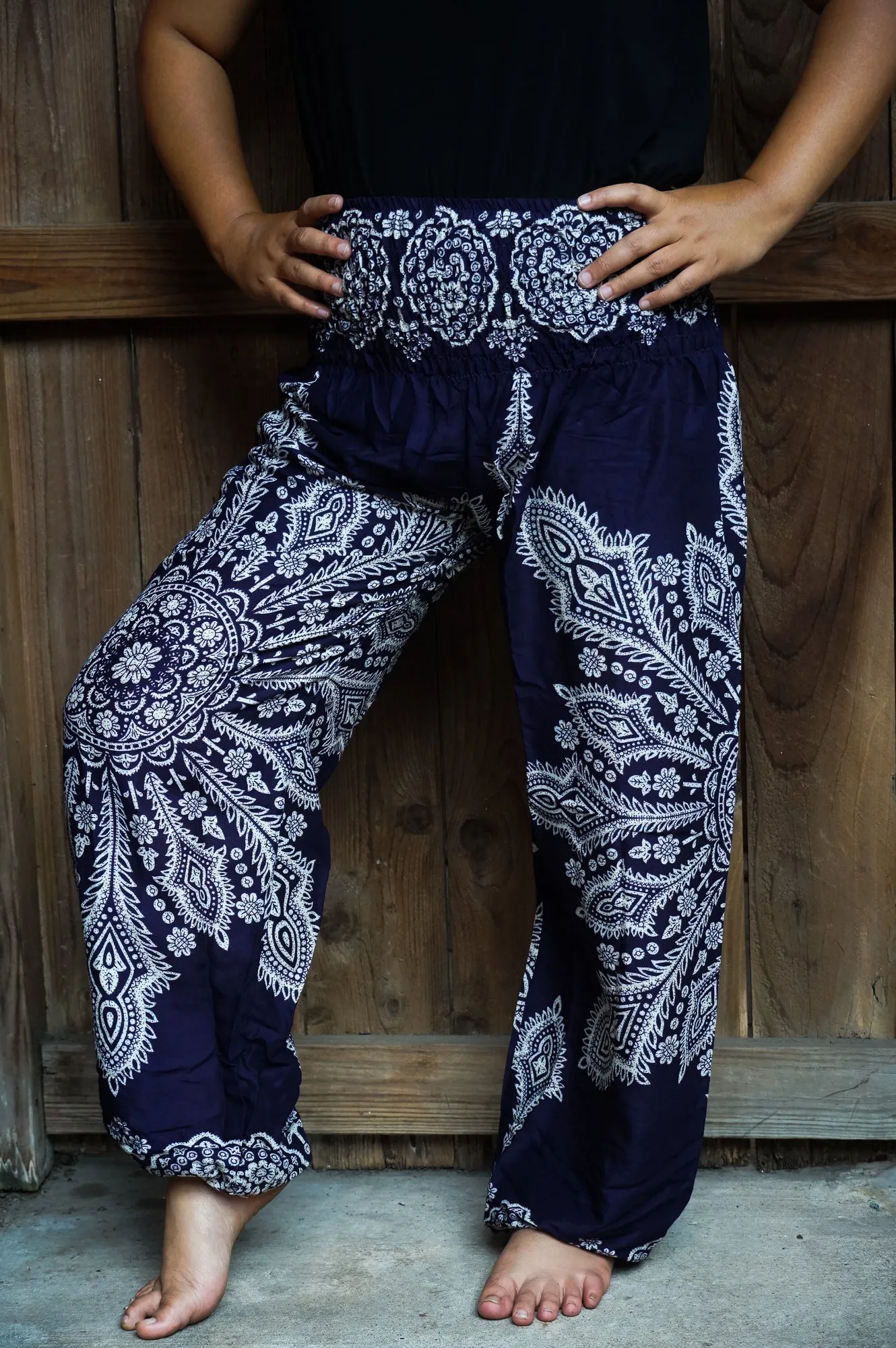 Unisex Bohemian Mandala Snowflake Harem Pants- Purple