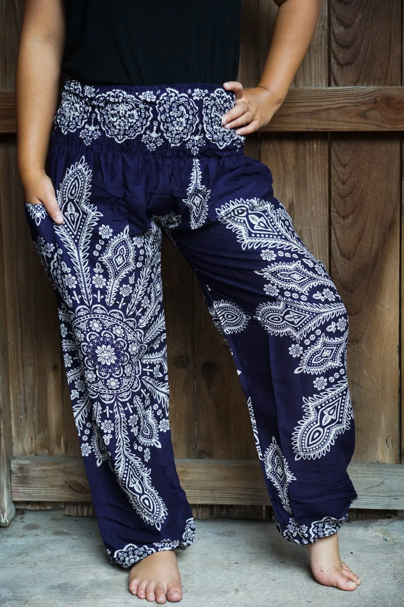 Unisex Bohemian Mandala Snowflake Harem Pants- Purple
