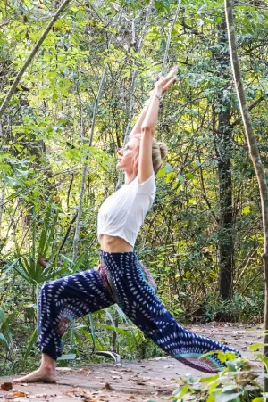 Unisex Bohemian Mandala Swirl Harem Pants- Blue Multi