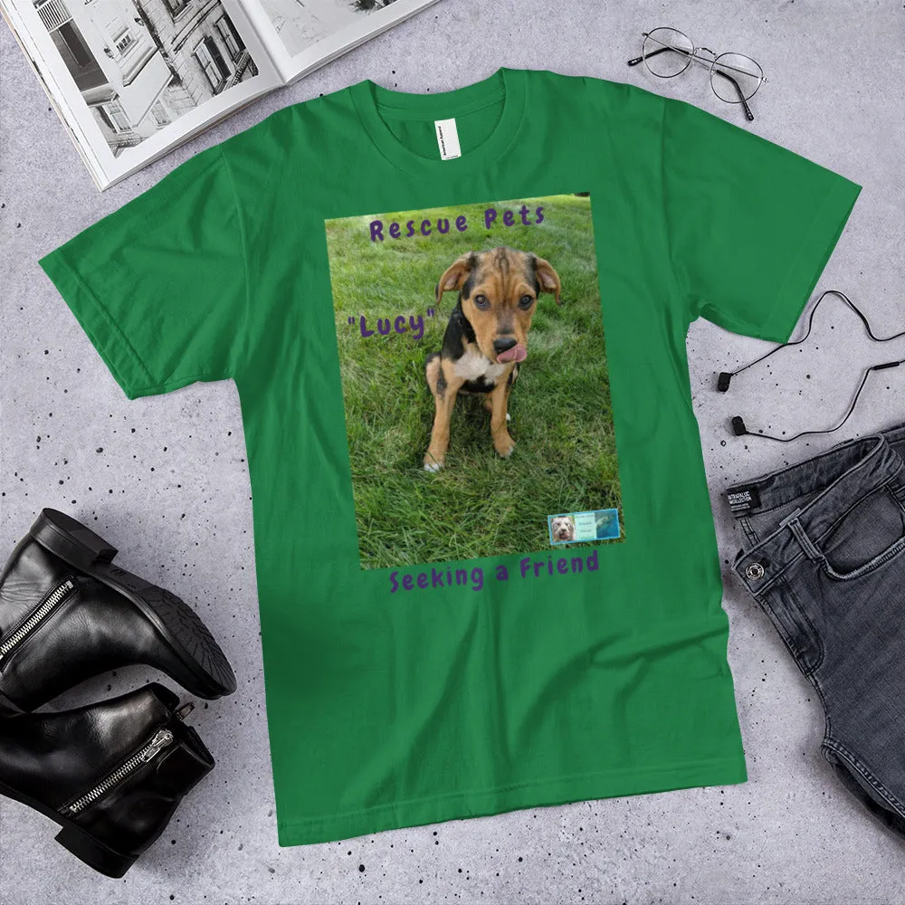 Unisex Fine Jersey Short Sleeve T-Shirt - Rescue Pets Collection - "Lucy" IV