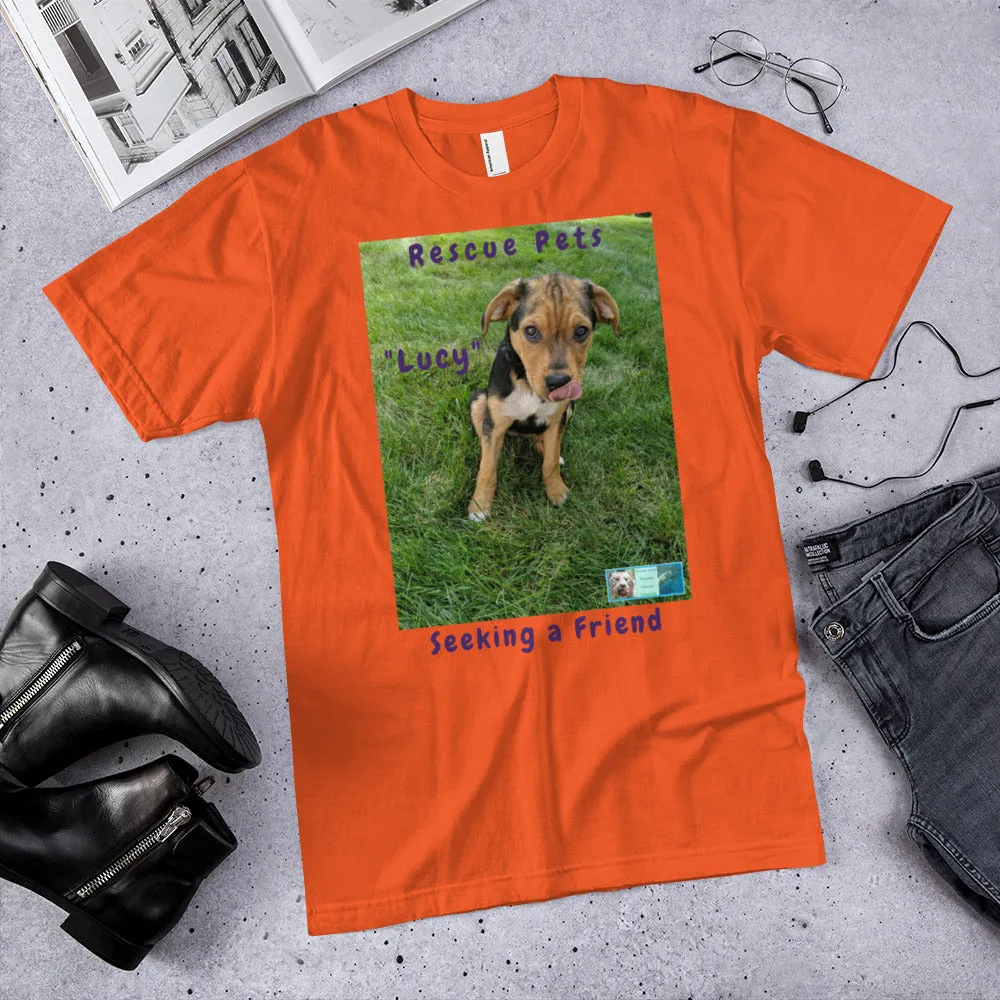Unisex Fine Jersey Short Sleeve T-Shirt - Rescue Pets Collection - "Lucy" IV