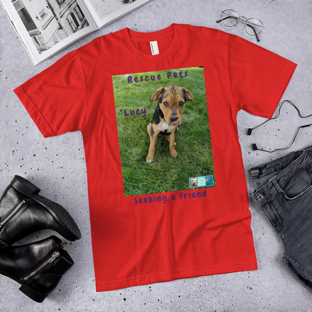 Unisex Fine Jersey Short Sleeve T-Shirt - Rescue Pets Collection - "Lucy" IV