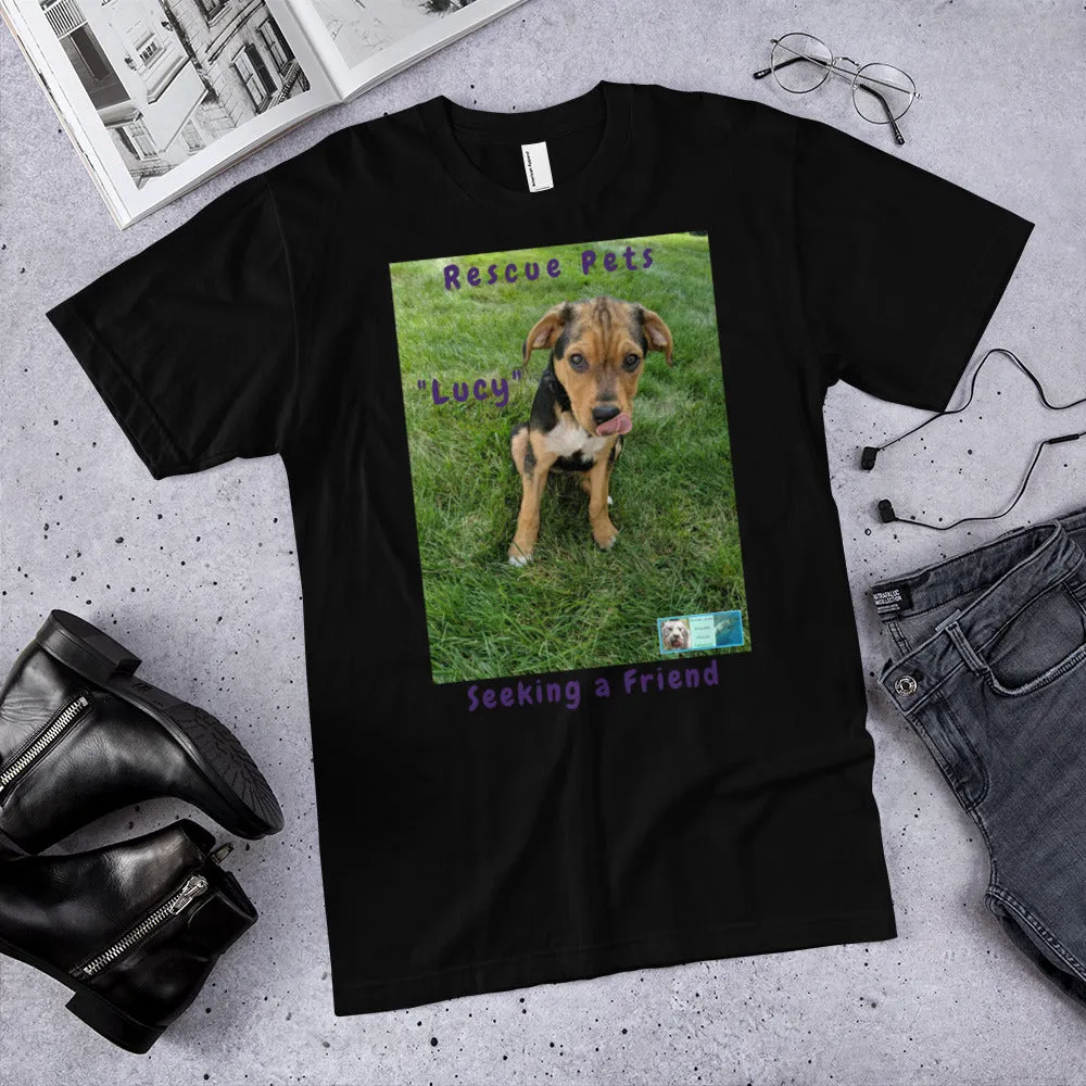 Unisex Fine Jersey Short Sleeve T-Shirt - Rescue Pets Collection - "Lucy" IV