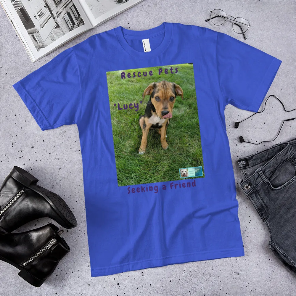 Unisex Fine Jersey Short Sleeve T-Shirt - Rescue Pets Collection - "Lucy" IV