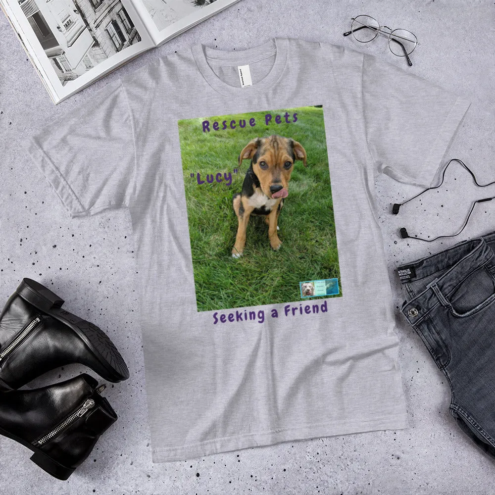 Unisex Fine Jersey Short Sleeve T-Shirt - Rescue Pets Collection - "Lucy" IV