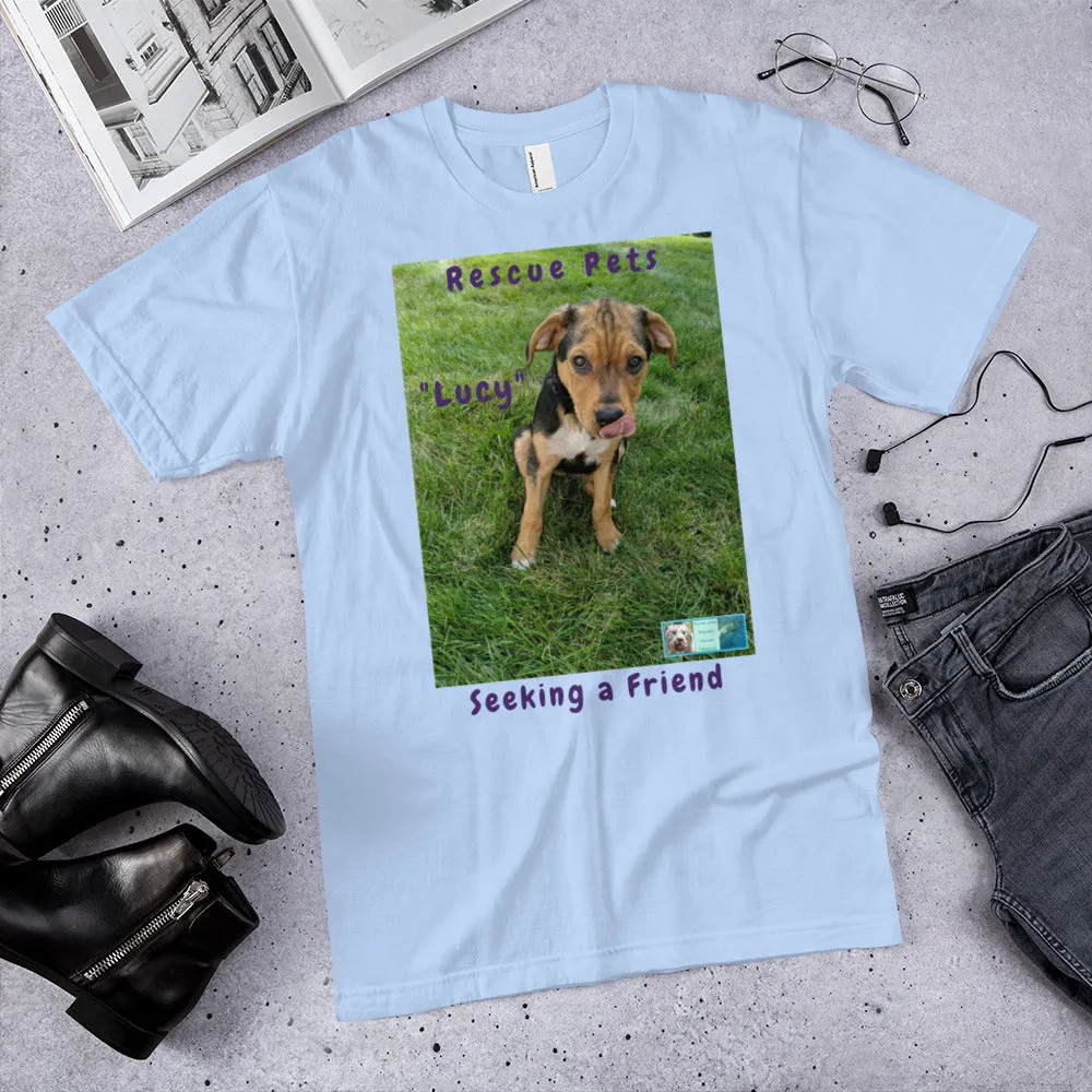 Unisex Fine Jersey Short Sleeve T-Shirt - Rescue Pets Collection - "Lucy" IV