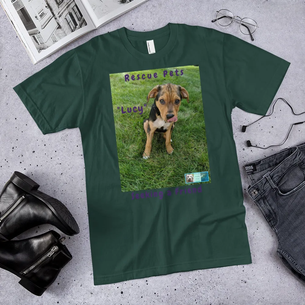 Unisex Fine Jersey Short Sleeve T-Shirt - Rescue Pets Collection - "Lucy" IV