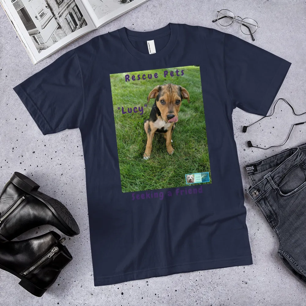 Unisex Fine Jersey Short Sleeve T-Shirt - Rescue Pets Collection - "Lucy" IV