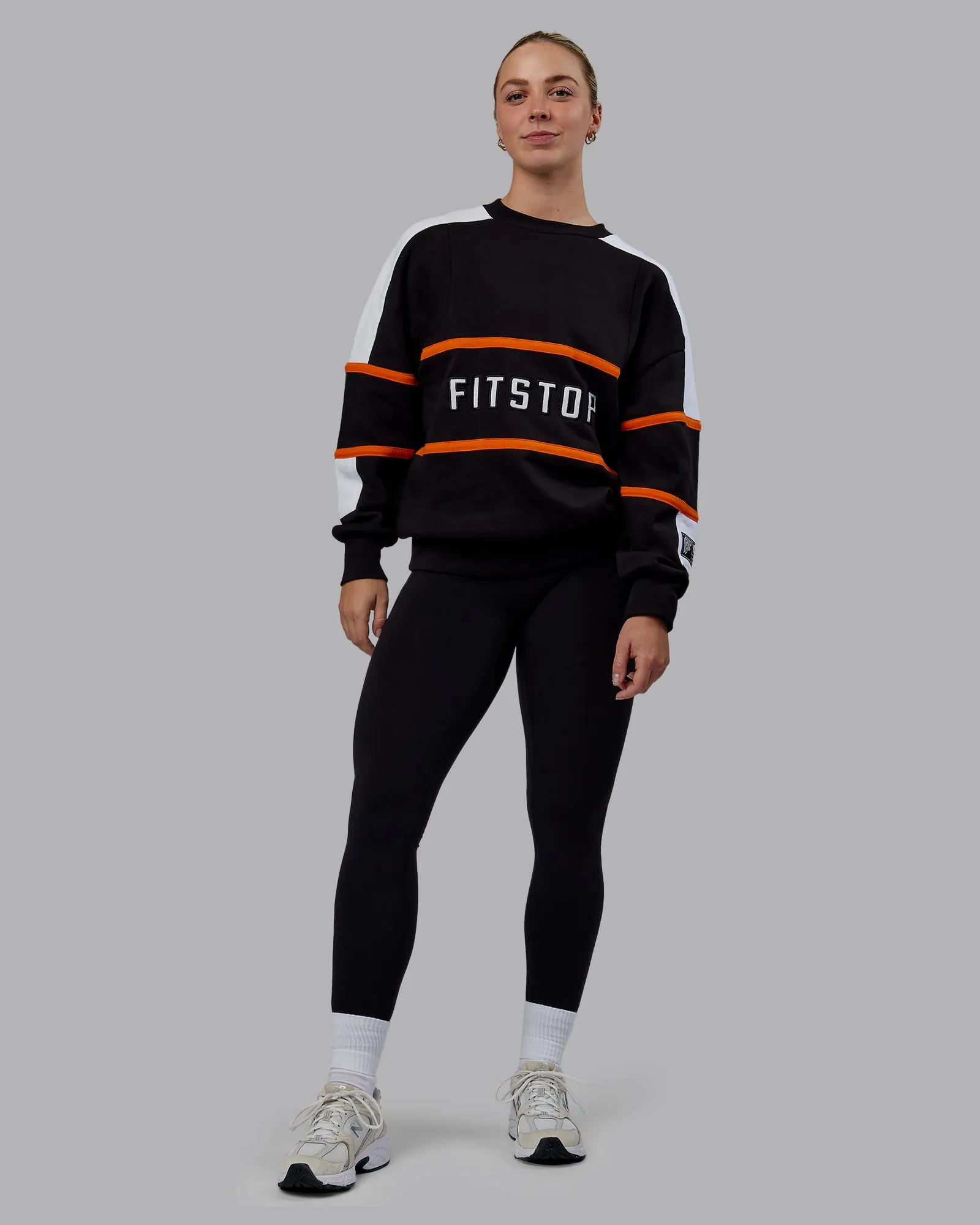Unisex Fit Stop Move More Sweater Oversize - Black-White