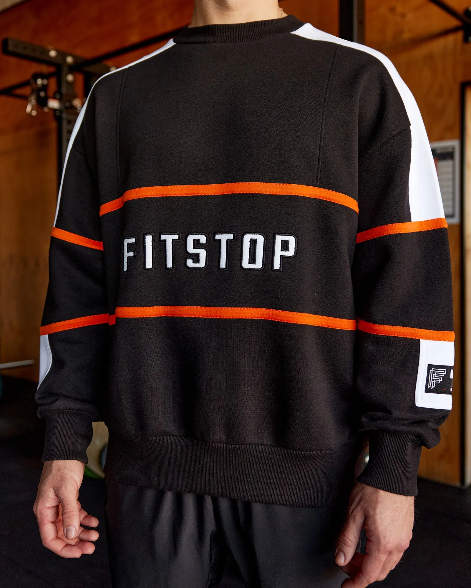 Unisex Fit Stop Move More Sweater Oversize - Black-White