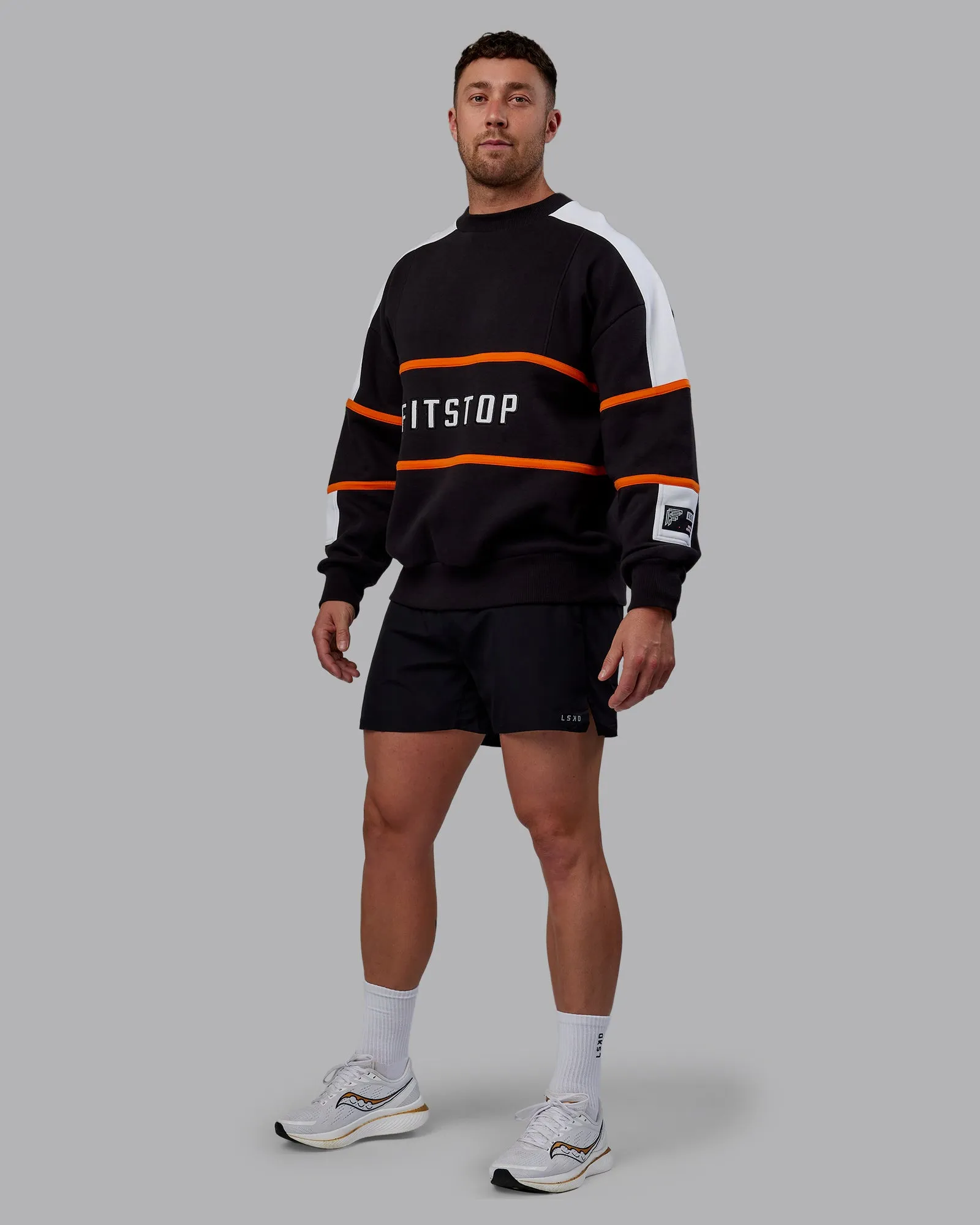 Unisex Fit Stop Move More Sweater Oversize - Black-White