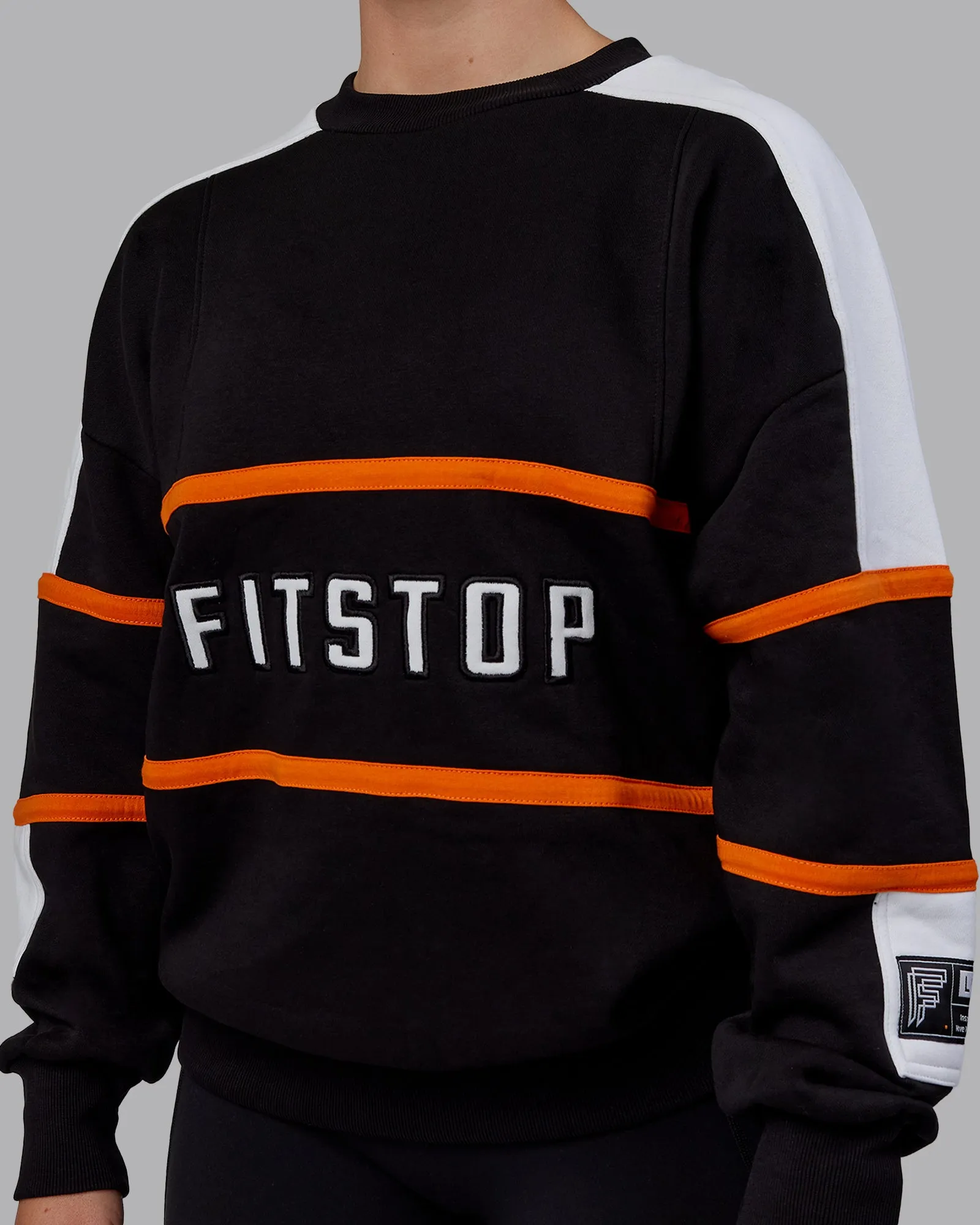 Unisex Fit Stop Move More Sweater Oversize - Black-White