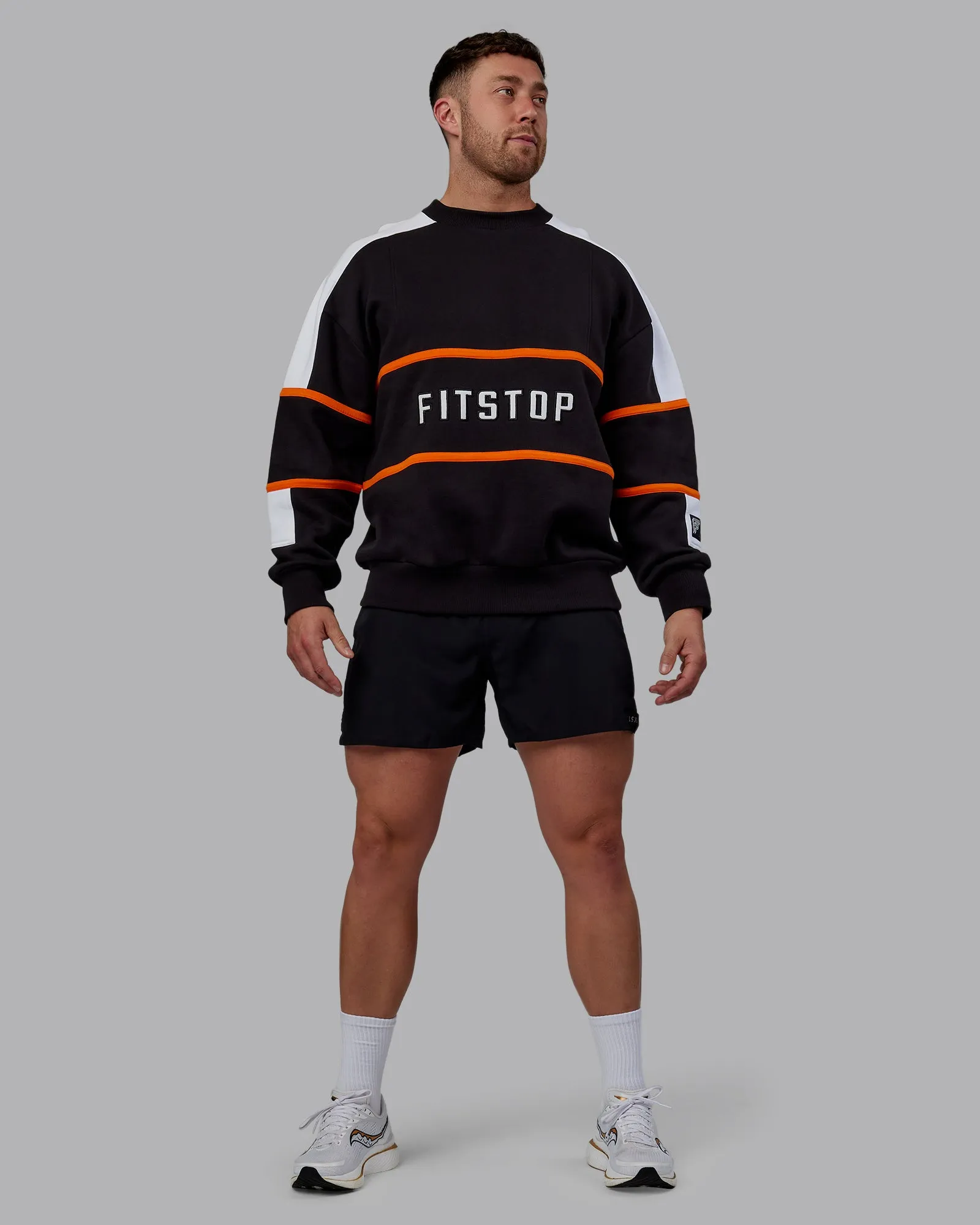 Unisex Fit Stop Move More Sweater Oversize - Black-White