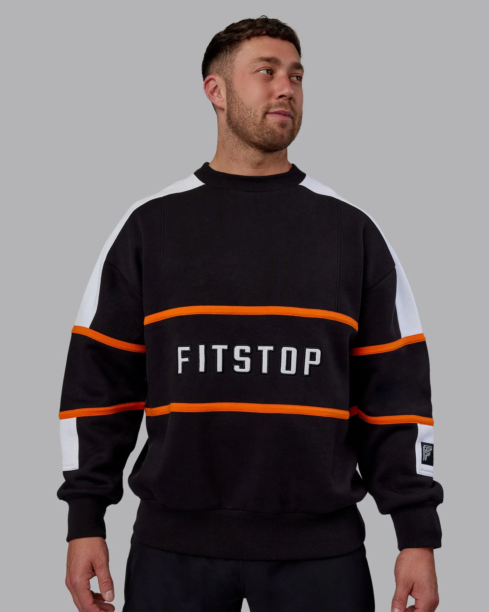 Unisex Fit Stop Move More Sweater Oversize - Black-White