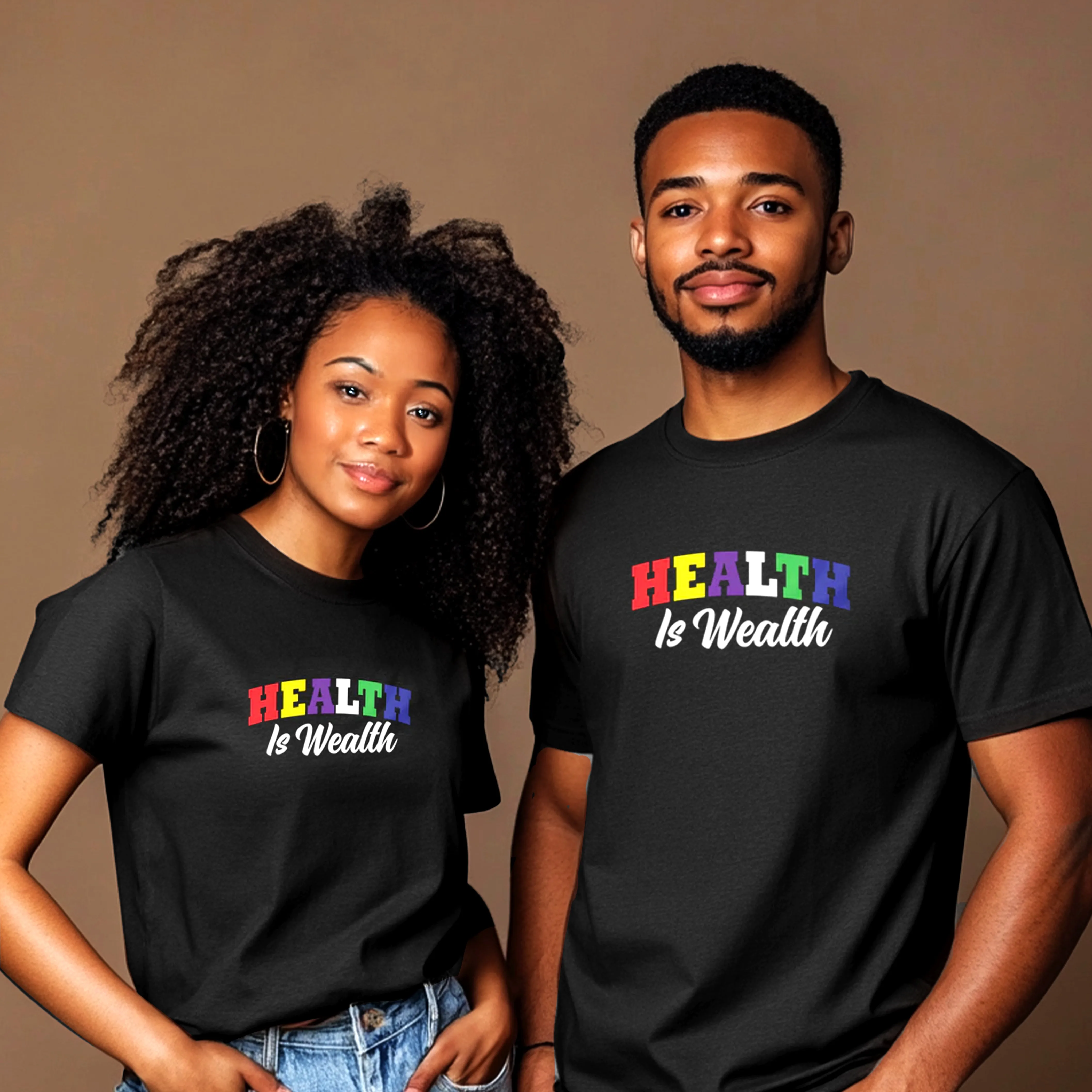 Unisex Health is Wealth College Letter T-Shirt