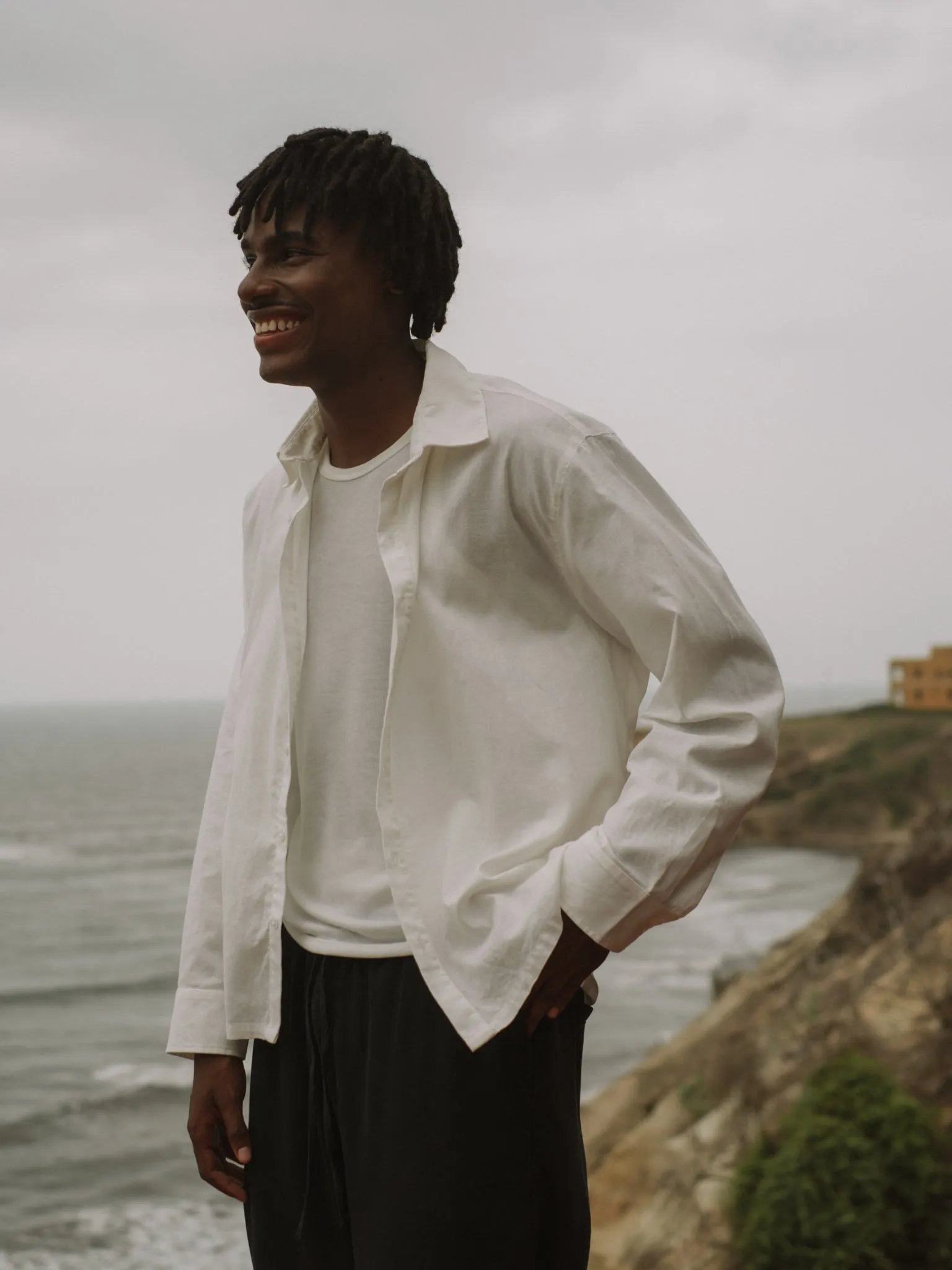 UNISEX LINEN SHIRT LONG SLEEVE - CREAMY