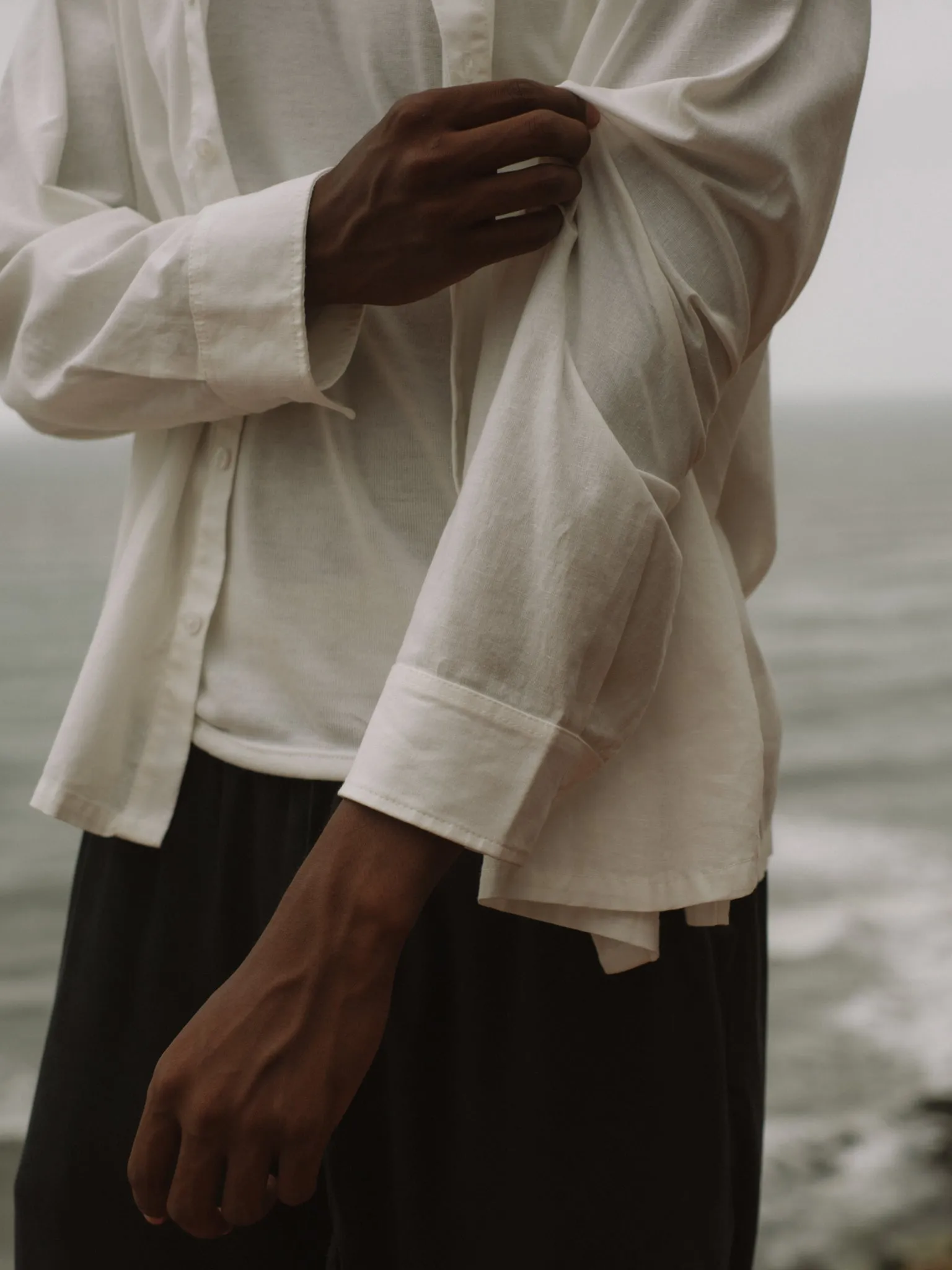 UNISEX LINEN SHIRT LONG SLEEVE - CREAMY