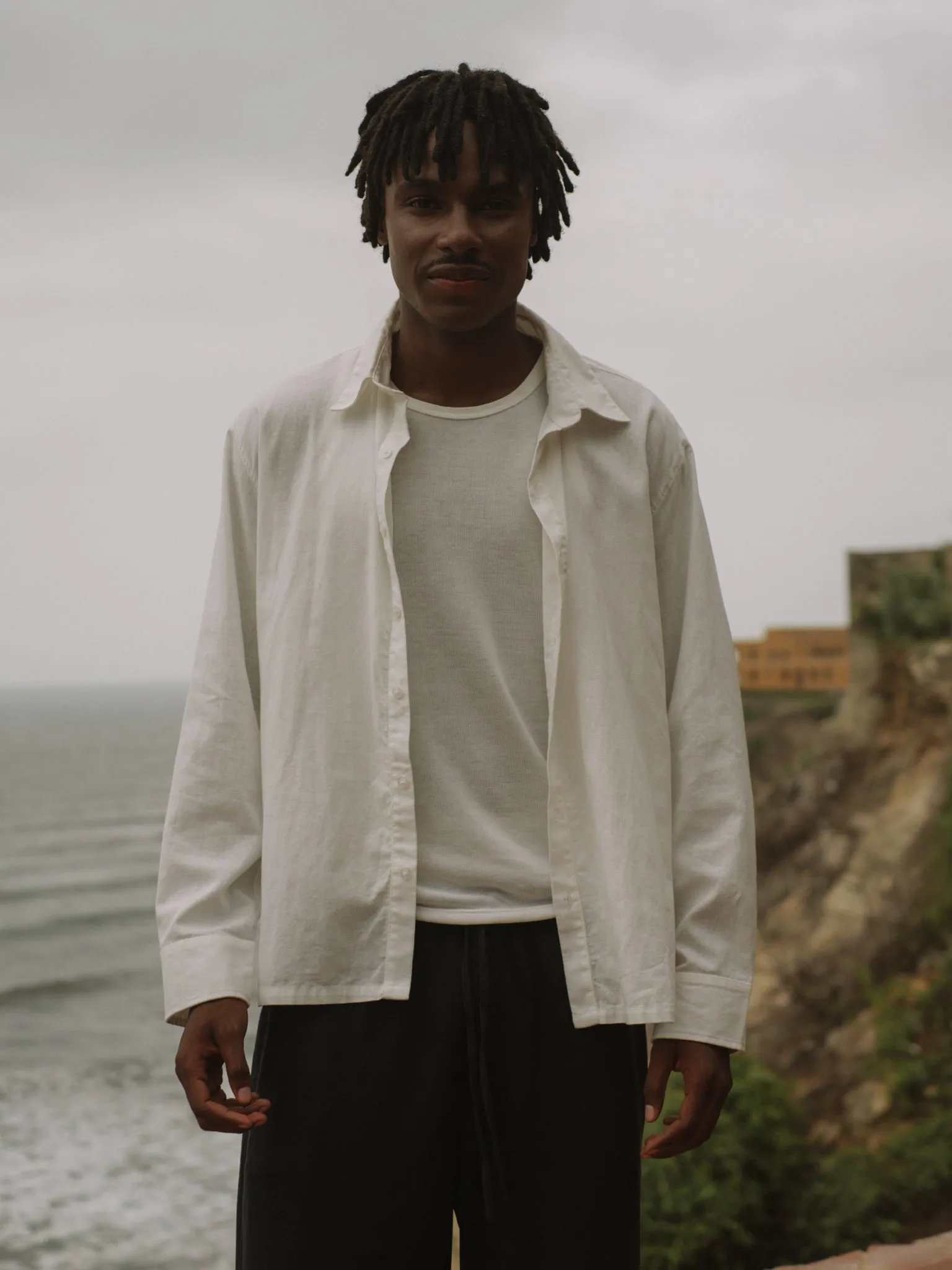 UNISEX LINEN SHIRT LONG SLEEVE - CREAMY