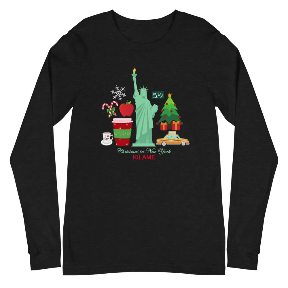 Unisex Long Sleeve Tee Wall 'Christmas in New York'
