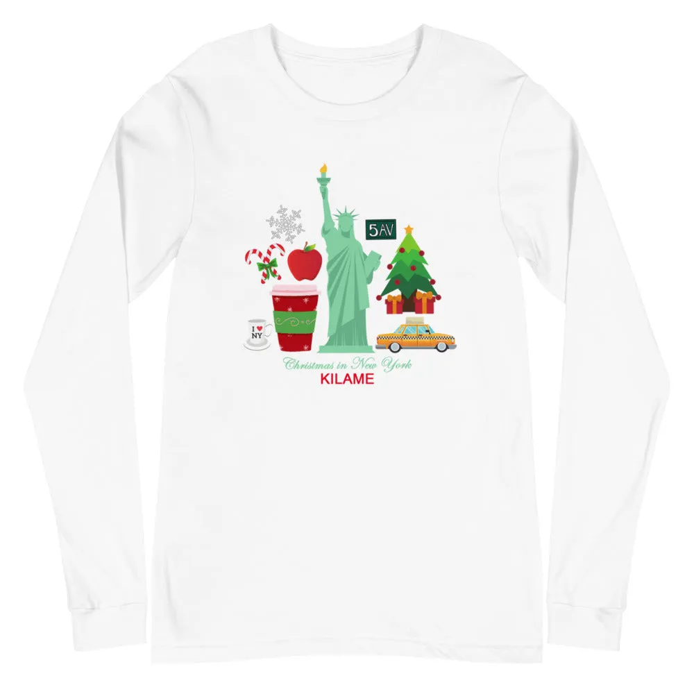 Unisex Long Sleeve Tee Wall 'Christmas in New York'