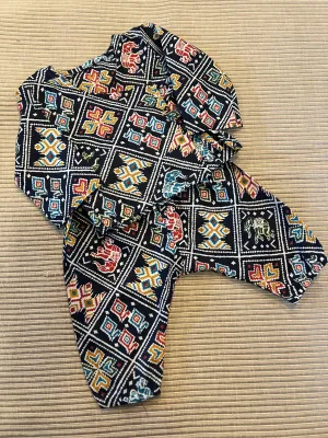 Unisex Newborn Jhabla Set - Blue Ethnic Ellie (0-4 Months)