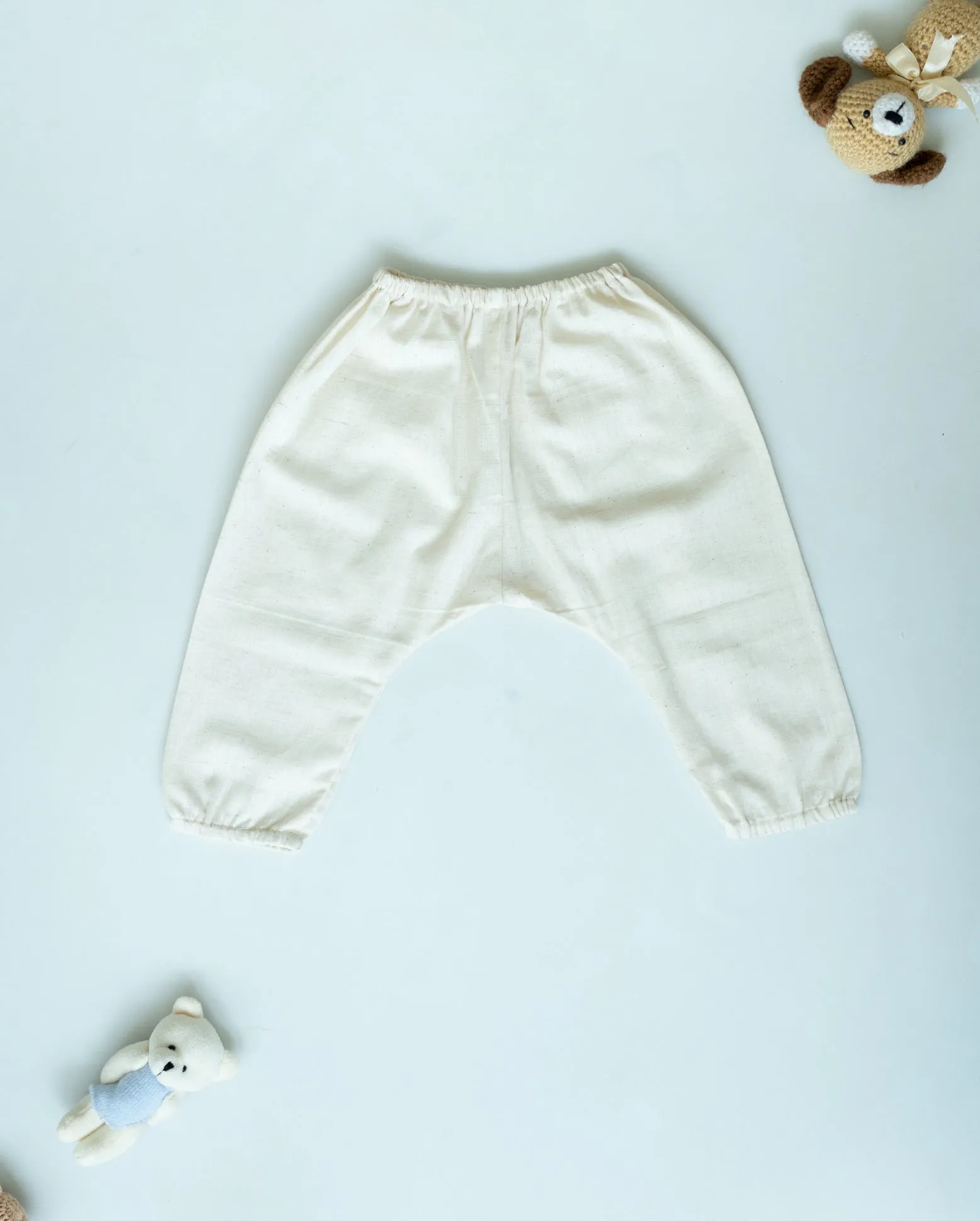 Unisex Newborn Jhabla Set -  Ink blue Double ikat with offwhite pant  (3-6 Months)