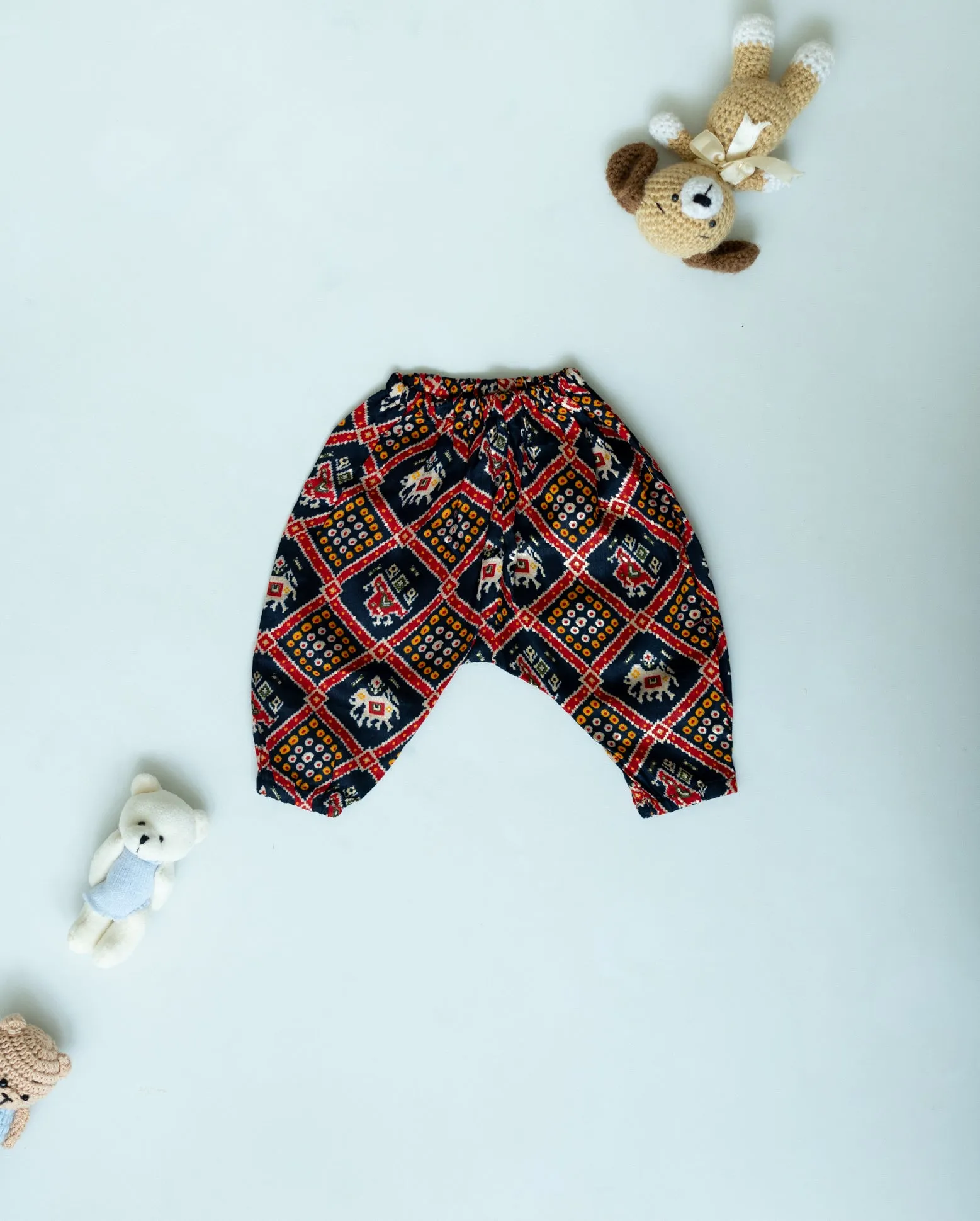 Unisex Newborn Jhabla Set - Navy Patola Glaze Cotton  (0-4 Months)