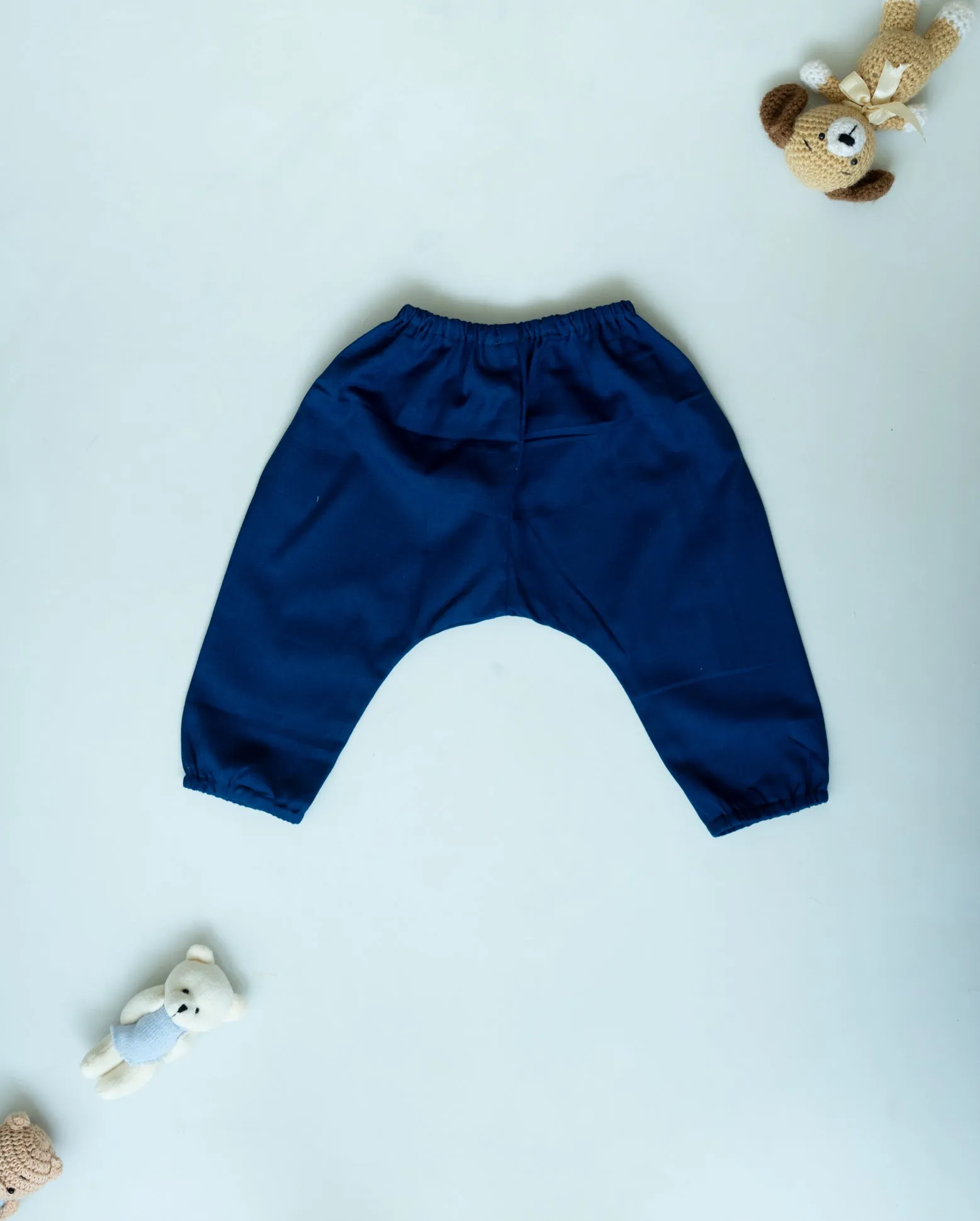Unisex Newborn Jhabla Set - Offwhite Double Ikat with Blue pant (3-6 Months)