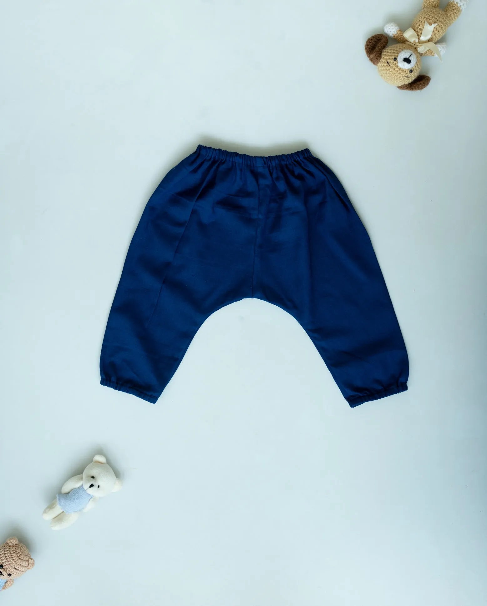 Unisex Newborn Jhabla Set - Offwhite Double Ikat with Blue pant (3-6 Months)