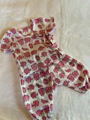 Unisex Newborn Jhabla Set -  Offwhite Pink Ellie  (0-4 Months)