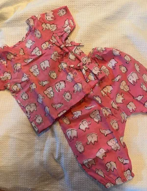 Unisex Newborn Jhabla Set -Pink Offwhite-Ellie (0-4 Months )