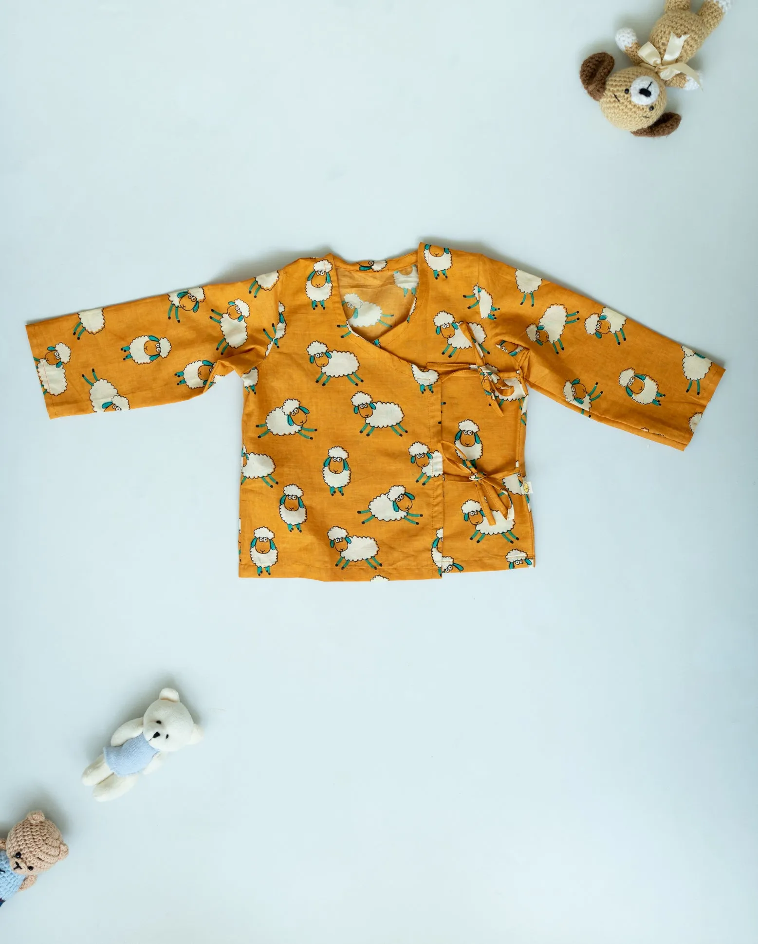 Unisex Newborn Jhabla Set -  Sheep Print   (3-6 Months)