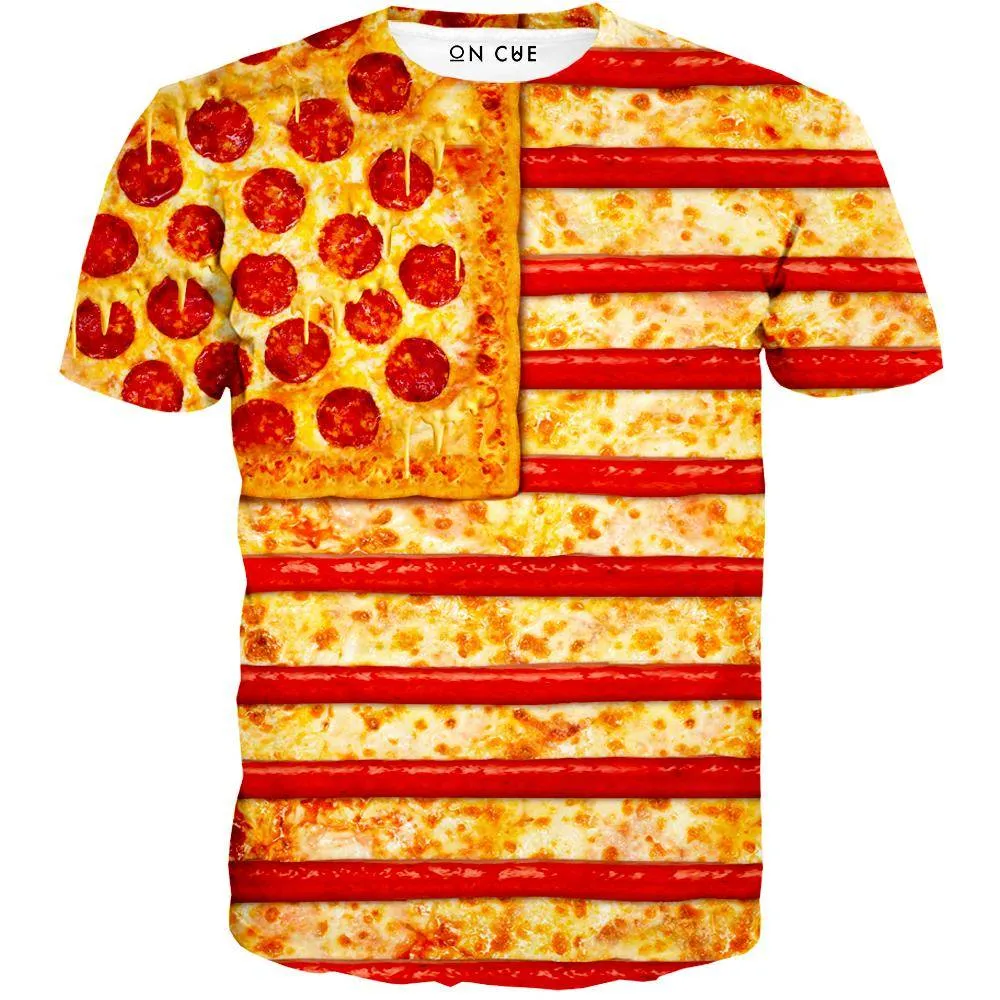 United States Flag Pizza T-Shirt