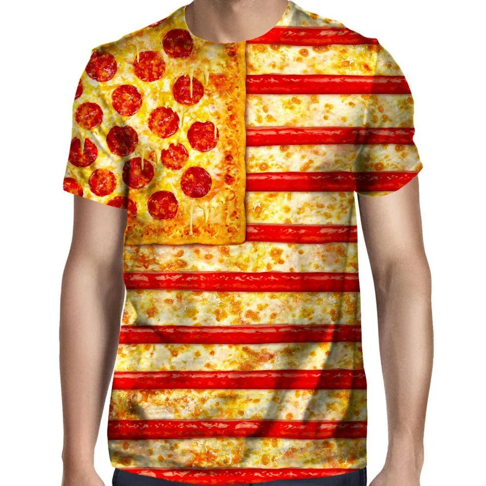 United States Flag Pizza T-Shirt