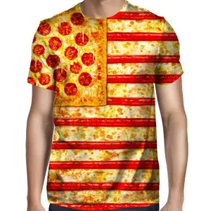 United States Flag Pizza T-Shirt