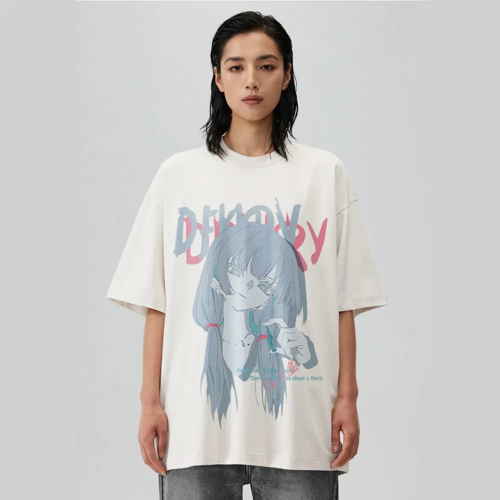 Urban Japanese Cartoon Girl Print T-shirt