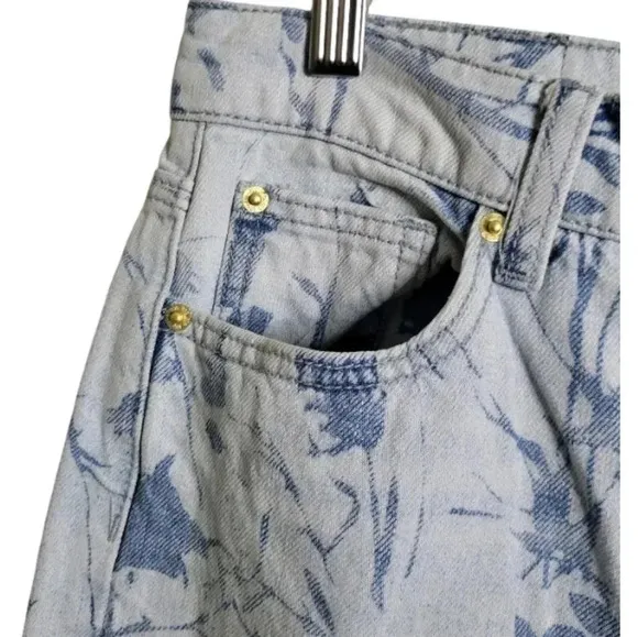 Urban Outfitters BDG Floral pattern wide leg blue jeans sz 26 NWT