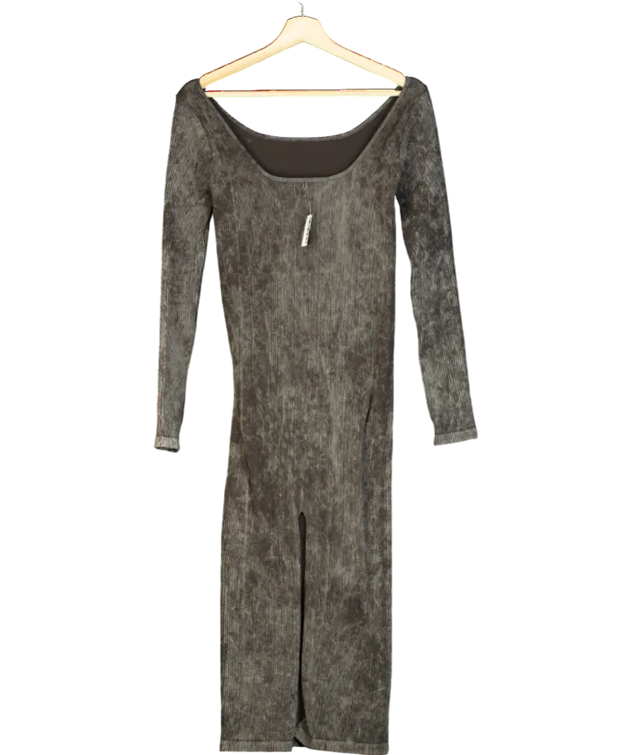 Urban Outfitters Grey Bdg Kallie Awkward Ribbed Midi Dress UK XS