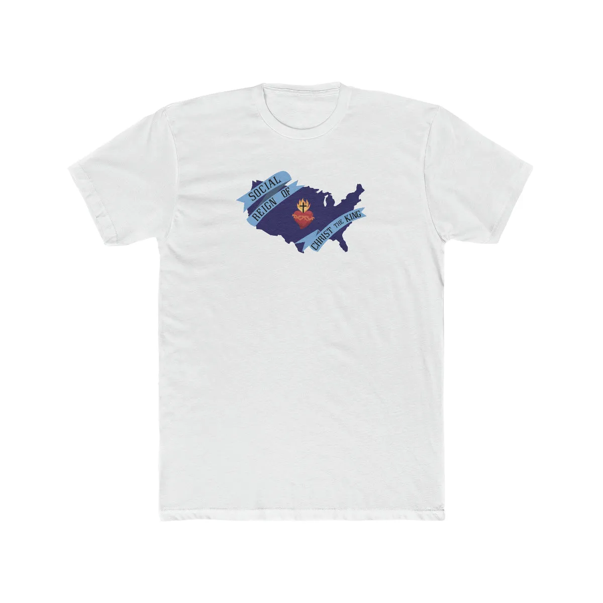 USA Christian Religious gift American Christ the King Men's Cotton Crew Tee Shirt