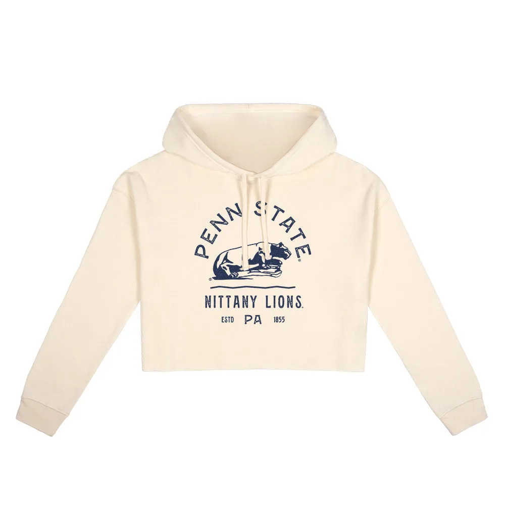 USCAPE Penn State University Typography Crop Hoodie, Bone